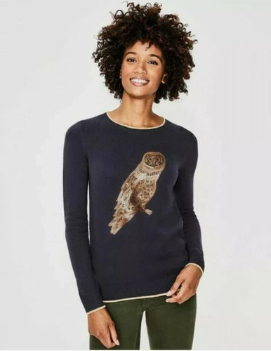 Boden large navy blue owl - large,