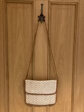 Country Casuals Shoulder Bag. Cream/ Beige Woven Effect. Italian Made