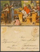 Arthur Thiele, St. Bernard Dog Bernhardinerhund Puppies School 1922 Old Postcard