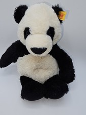 Steiff Ming Panda Bear Plush Toy "Knopf im Ohr" Yellow Tag Black White 075650
