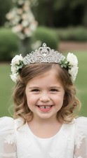 Girls Silver Tiara Rhinestones