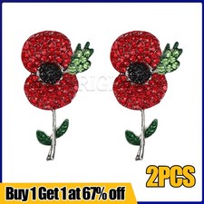 2PCS Red Poppi Pin Badge