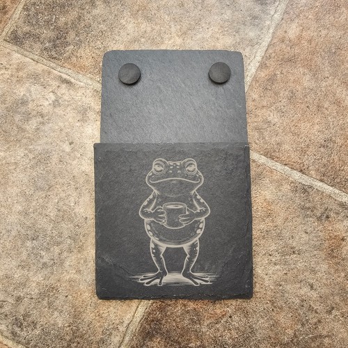 Frog holding mug - frog, rustic