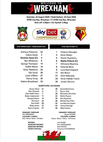 Wrexham watford fc - fc, team