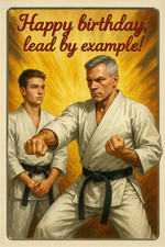 Karate Sensei Birthday Card A5
