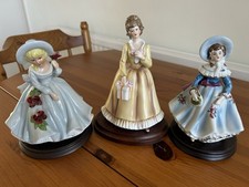 3 X Alfretto Porcelain Figurines on Wooden Display Plinths