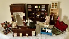 Dolls House Haberdashery Sewing Shop fitments. Serving counter Shelving,  fabric