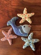 Ceramic Bathroom Wall Art. Fish And Stars.