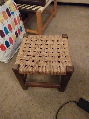 Vintage footstool with string - vintage,