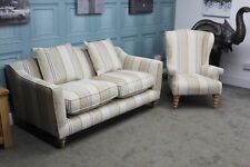 PARKER KNOLL, JOHN LEWIS MITFORD SOFA+ SHAFTSBURY CHAIR BEIGE/GREY STRIPE FABRIC