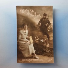 WW1 Patriotic Sweetheart Postcard C1916 Real Photo France Soldier Bayonet