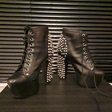 Jeffery Cambell Lita Spike Heels Black Leather Uk5 EU38 Punk,Goth Platform Shoes