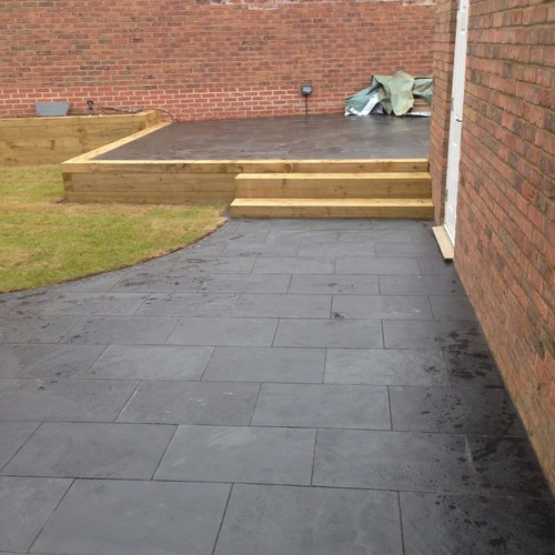 Black slate paving patio - black,