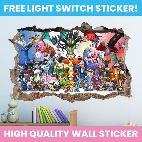 Pokemon hole wall sticker - pokemon, in