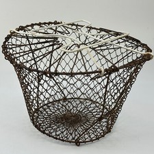 Vintage French Country Farmhouse Kitchen Rustic Folding Wirework Egg Basket