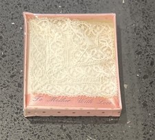 Vintage Irish Lace And Linen Lady Handkerchief“ To Mother With Love” Unused Box