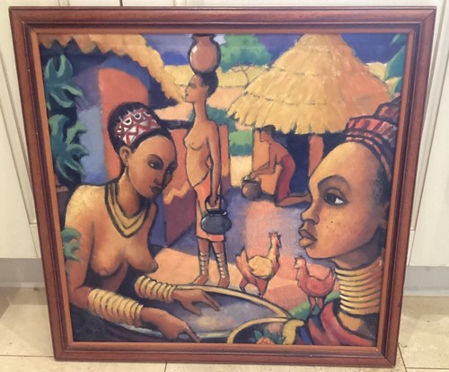 African village scene on - african,