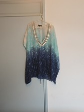 Women's Beach Cover Up Size Blue, Green And Cream