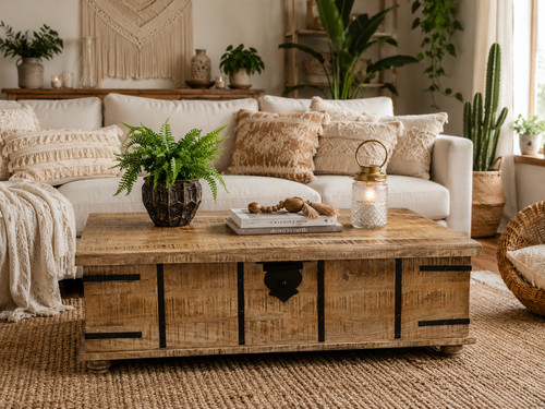 Large rustic farmhouse trunk - large,