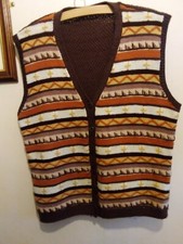 Vintage Ladies Waistcoat Retro Knitted Style Grandad Hipster Etc