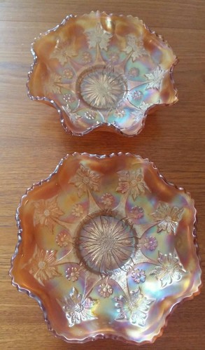 Carnival glass twin bowls - carnival,