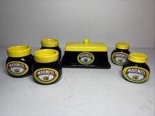 Marmite Butter Dish Salt &Pepper Pots Shakers & Egg Cups Advertising Collectable