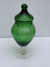Vintage Green Glass Lidded