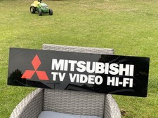 Super Rare Mitsubishi Tv Video Hi-Fi Sign Retro Vintage approx 36”x10” man-cave 