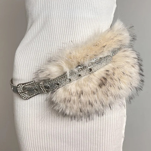 Y2k faux fur rhinestone - y2k,