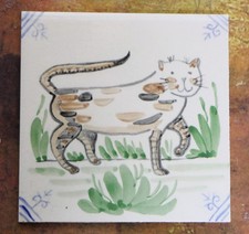 Vintage Ceramic Tile Decorated