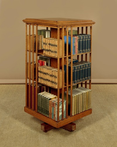 Antique oak revolving bookcase - antique,