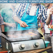 Portable Gas BBQ Plancha Grill w/ 2 Burners 6kW Tabletop Griddle Stainless Steel