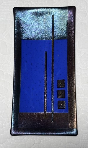 Fused glass art tray cobalt - fused,