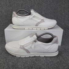Pavers Relife Womens Trainers UK 6 White Zip Leather Ladies Shoes EUR 39