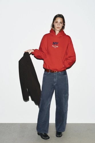 Zara red slogan women - women's, hoodie