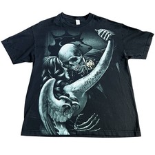 Vintage OG Abel Men's T Shirt Sz XL Tango Skeleton Angel Rose Double Sided Y2K