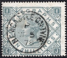 GB: 1876-1881 10/- Grey Telegraph Sg T16 Superb Used Example - Cat £450