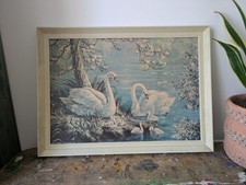 Vintage Retro Print Swan Cygnet Marsden Prophet print 1970 Picture Kitsch Framed