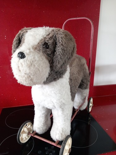 Vintage nylena push along dog - vintage,