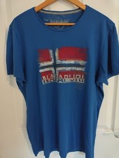 Napapijri Flag Design Blue T-shirt - Men's Size XL - Pre-loved