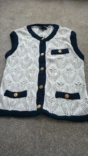 Zara cream navy open knit - &,