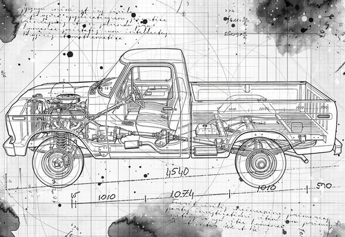 Line tech drawing ford 150 - line,
