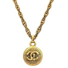 Chanel Necklace Gold A0495673 Coco Mark GP CHANEL Chain Ladies Pendant Circle Pl