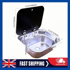 Kyllaoo Stainless Steel Sink With Glass Lid for Campervan Motorhome Caravan