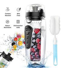 Sports Water Bottle with Filter Leak Proof Drink Bottle BPA Free Gym Travel 1L