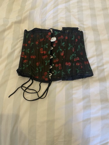 Cherry print underbust corset - print,
