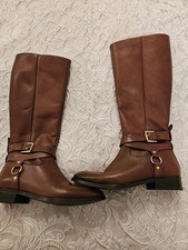 Office Tan Knee Length Leather Boots Size 6