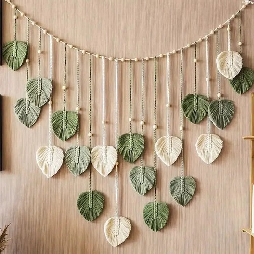 Boho macrame tapestry leaf - macrame,