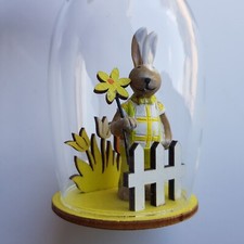 Christmas Tree ornament glass hanging bauble rabbit daffodil white picket fence