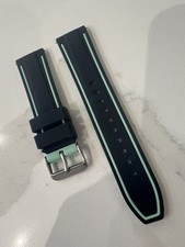 22mm Dual Colour Watch Strap Band Soft Silicone Replacement Black & Green
